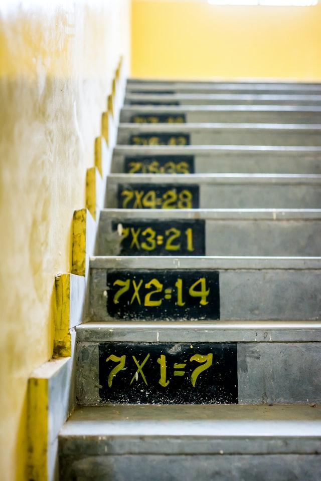 stairs with multiplication table